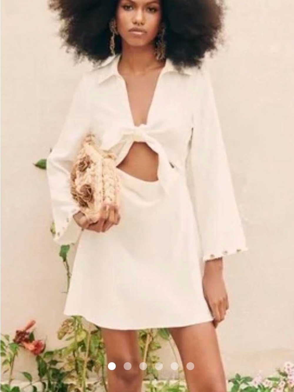 Zara White Knot-Front Mini Dress